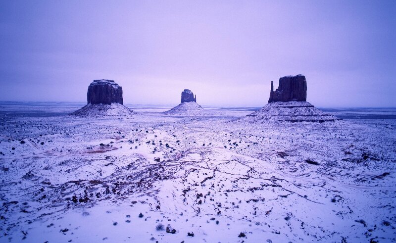Snow-covered Rock Formations — Purple, Serene