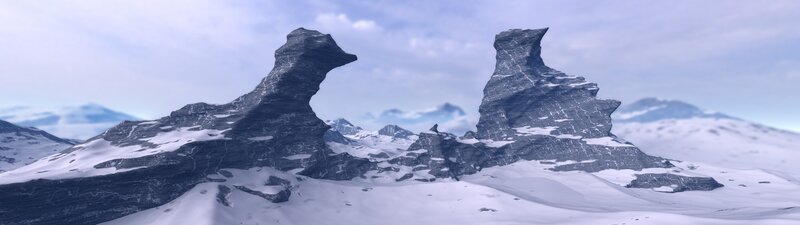 Snow-covered Rock Formations — White, Cold