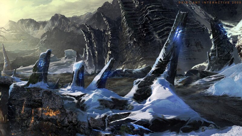 Snow-covered Rock Formations — White, Dramatic