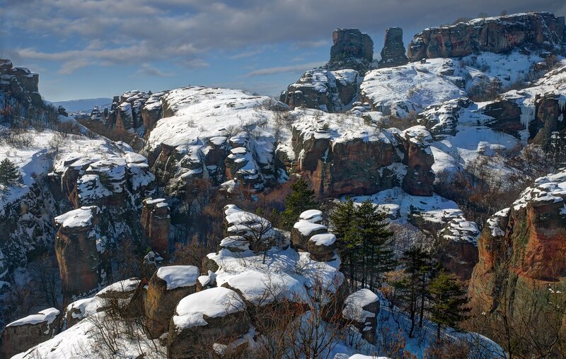 Snow-covered Rock Formations — White, Dramatic, Winter