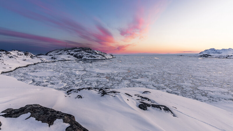 Snow-covered Rocks and Ice — White