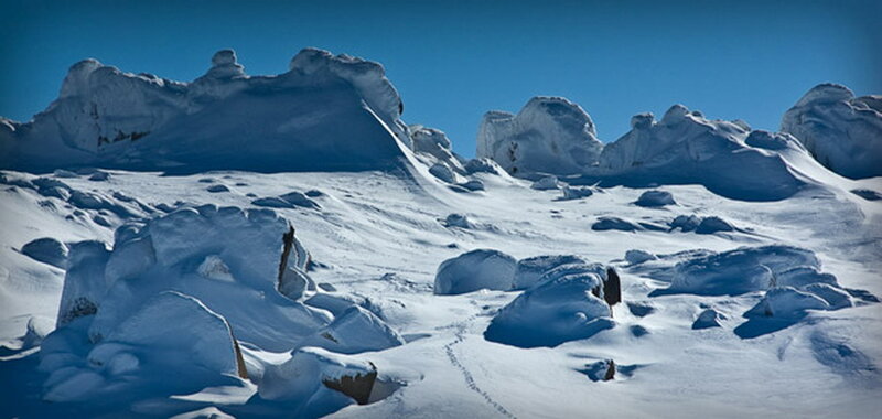 Snow-covered Rocks — Blue