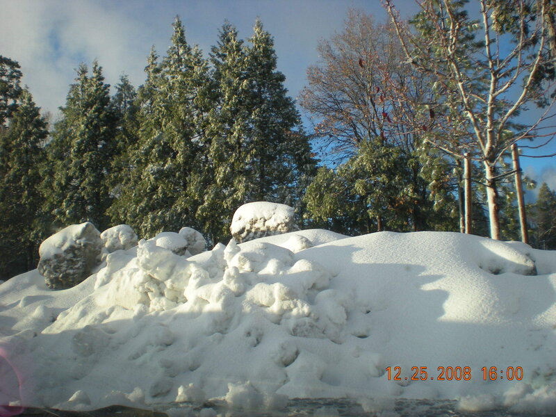 Snow-covered rocks in winter