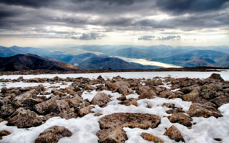 Snow-covered Rocky Terrain — Gray
