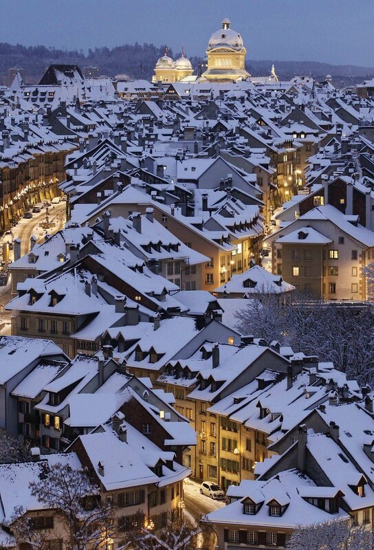 Snow-covered Rooftops — White, Serene, Winter, Photograph