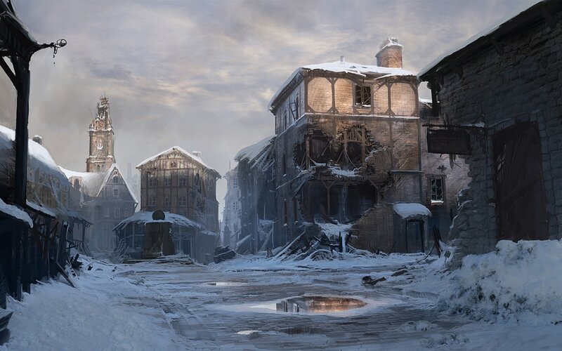 Snow-covered Ruined Town