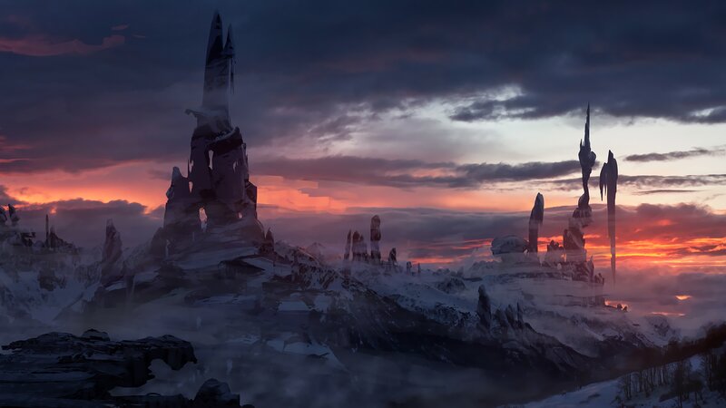 Snow-covered Ruins — Purple