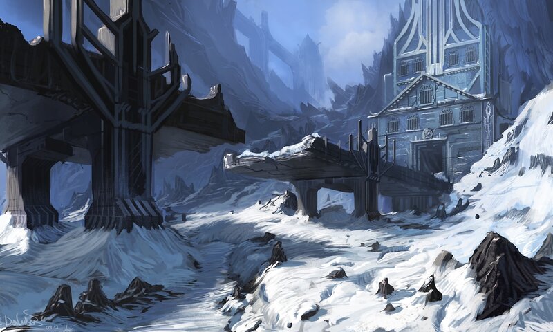 Snow-covered Ruins — White