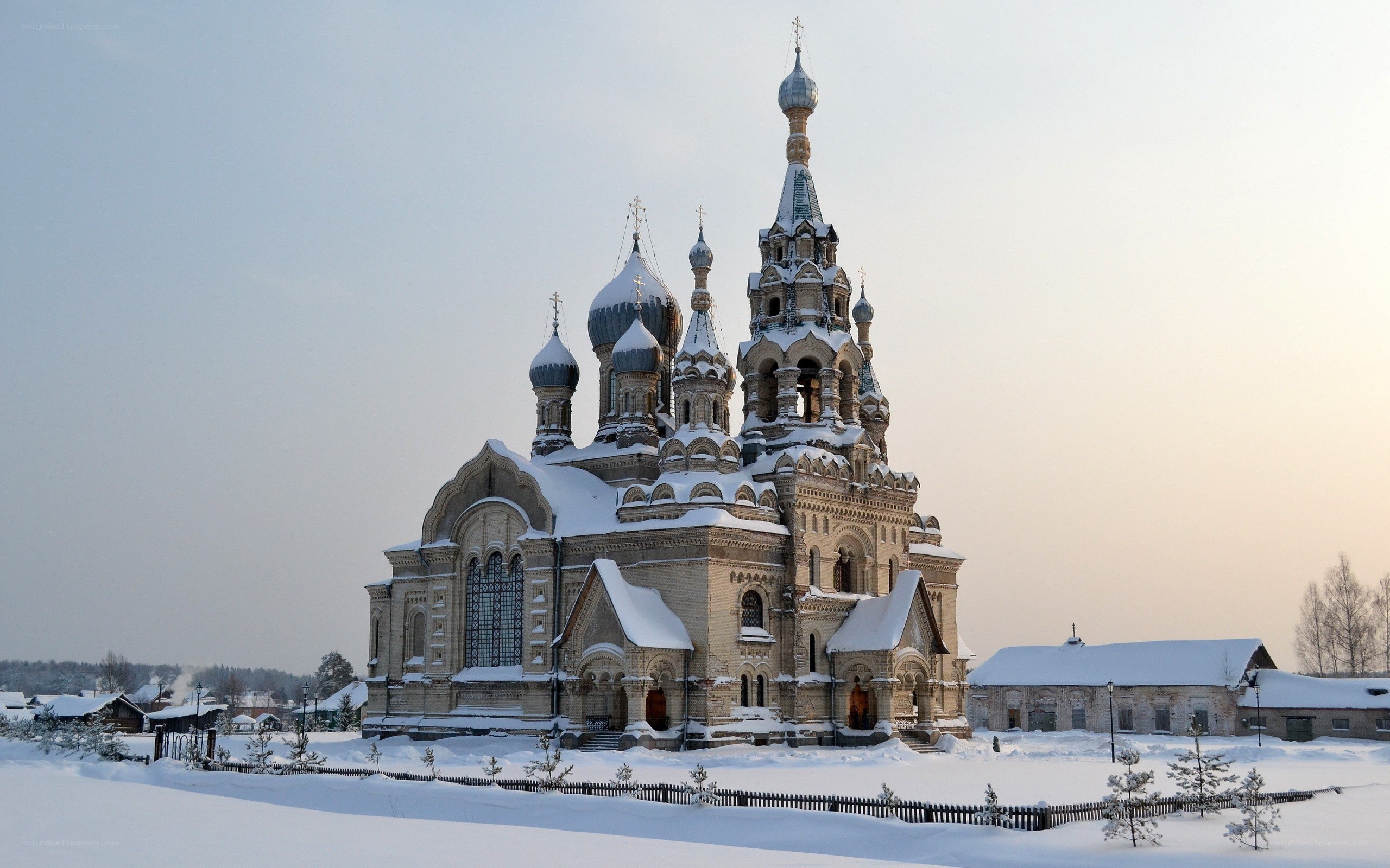 Snow-covered Russian church