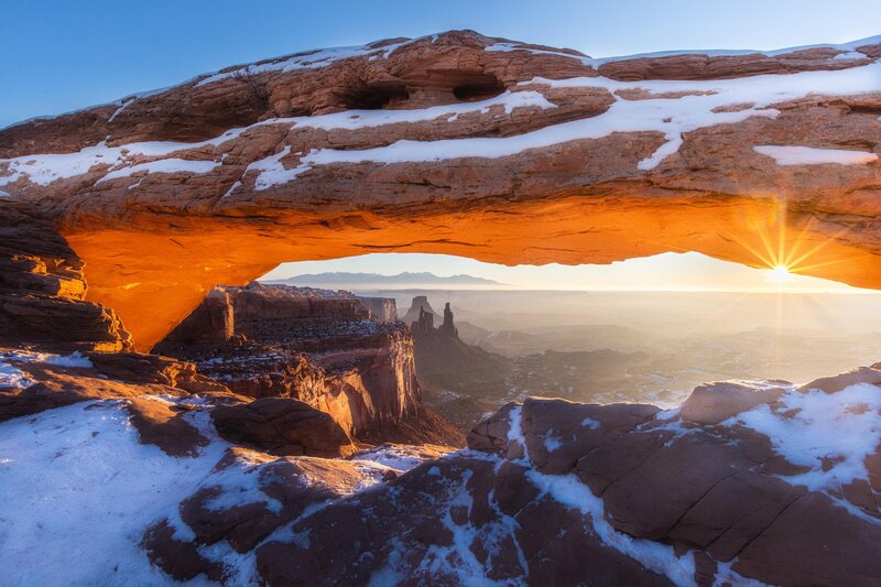 Snow-covered Sandstone Arch