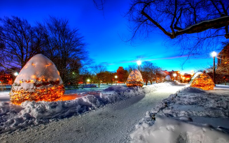 Snow-covered Sculptures — Blue, Dramatic