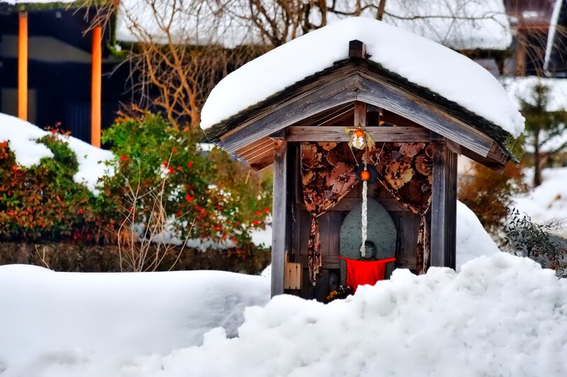 Snow-covered Shrine — White