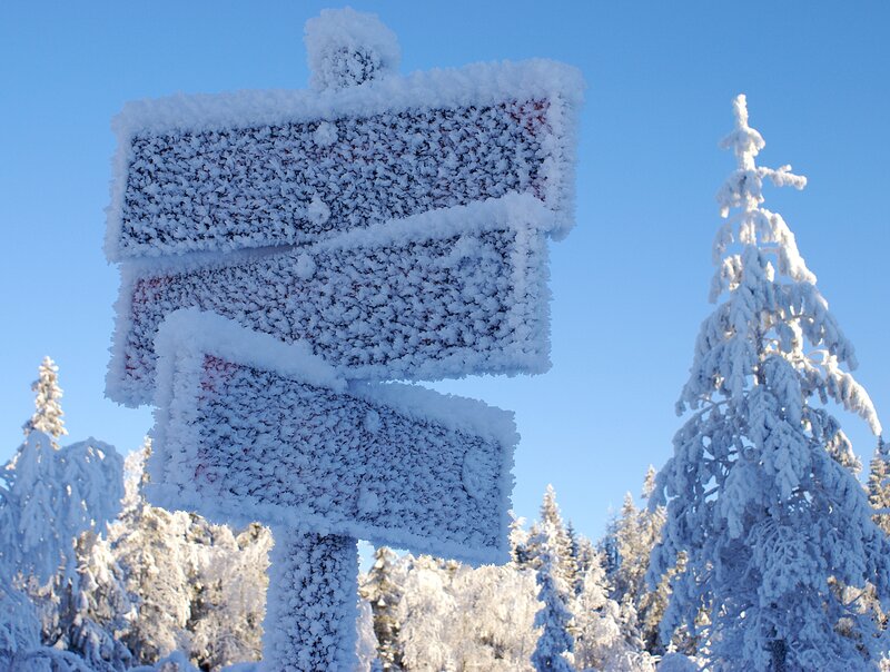 Snow-covered Signpost