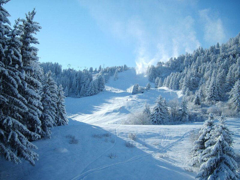 Snow-covered Ski Slope — White, Serene