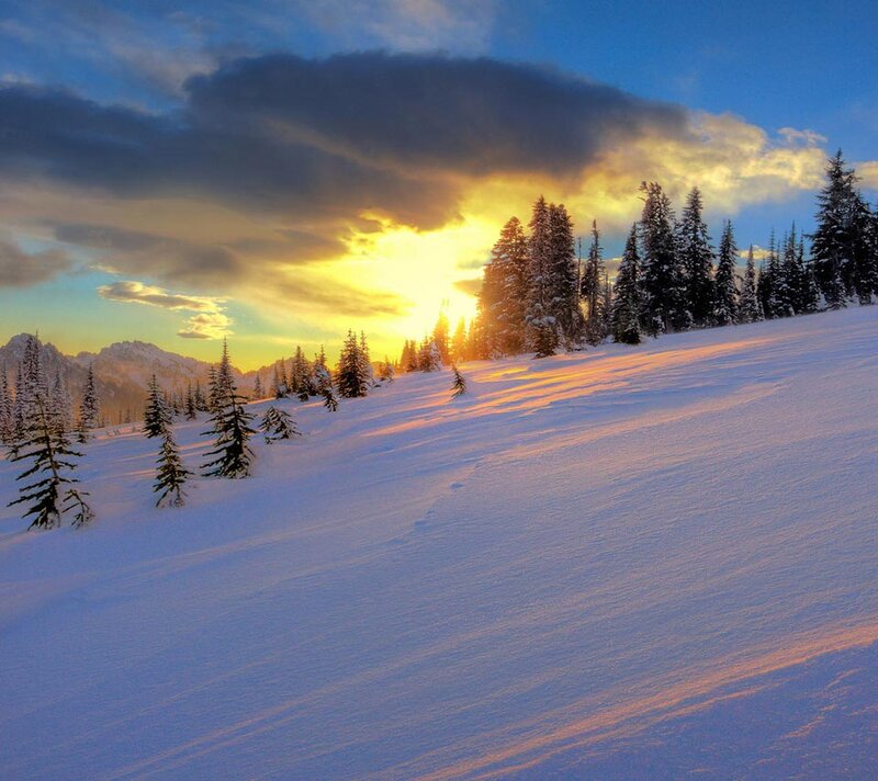 Snow-covered Slope at Sunset