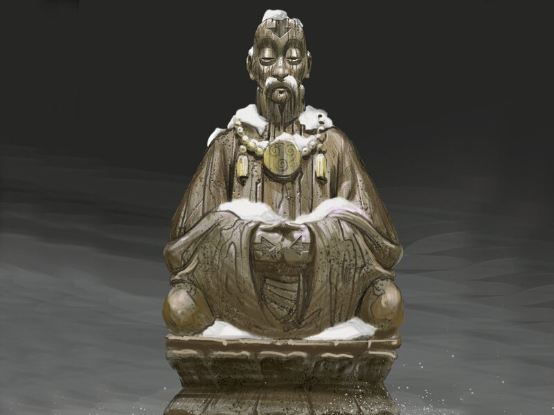 Snow-covered Statue — Gray
