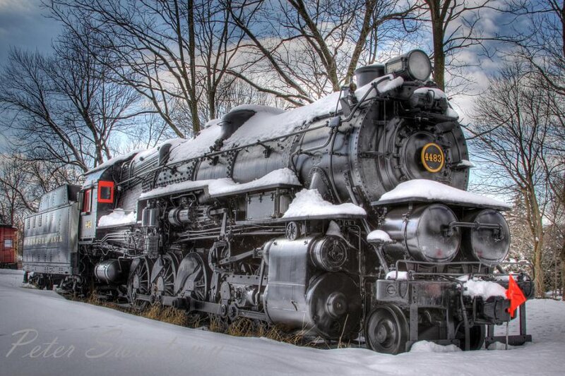 Snow-covered Steam Locomotive — Black