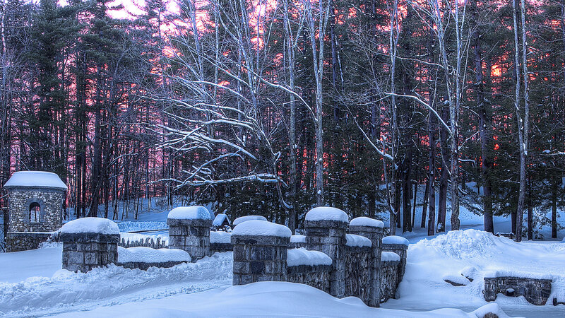 Snow-covered Stone Bridge — White