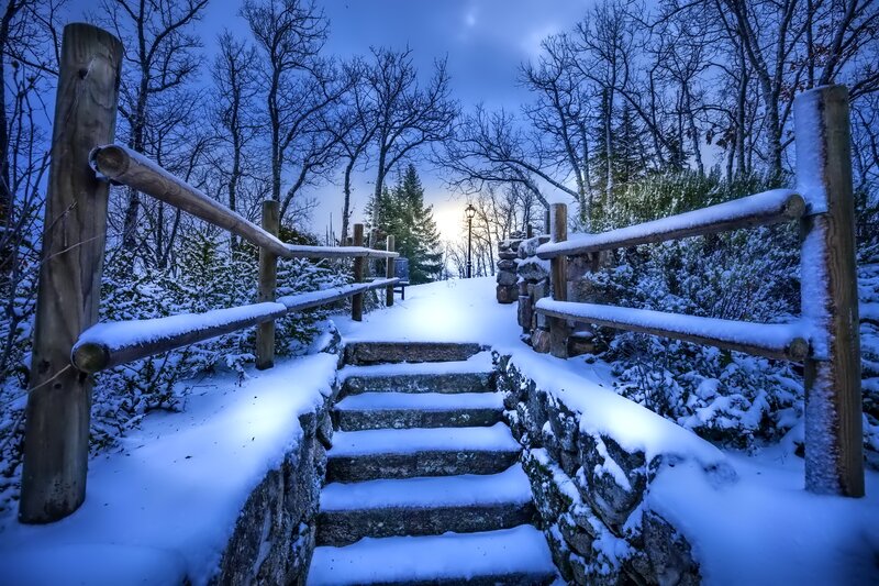 Snow-covered Stone Steps