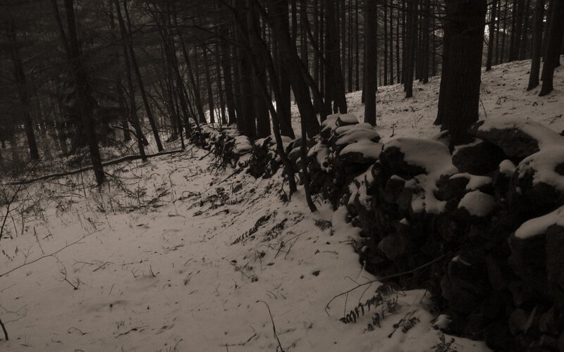 Snow-covered Stone Wall