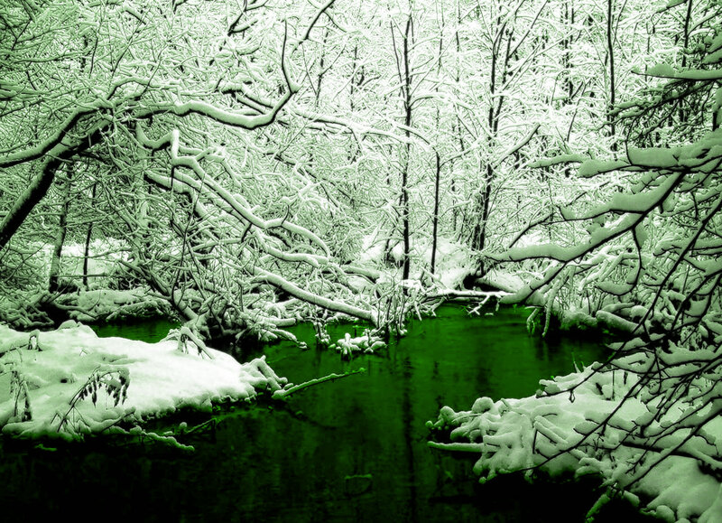 Snow-covered Stream — Green