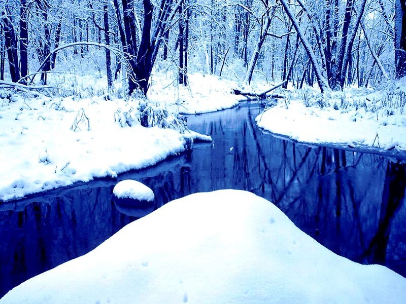 Snow-covered Stream — Serene