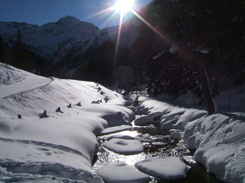 Snow-covered Stream — White, Serene