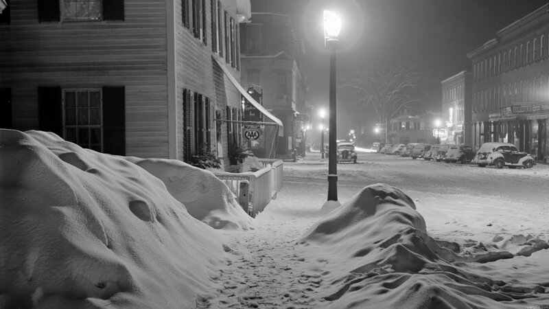 Snow-covered Street at Night — Black, Quiet