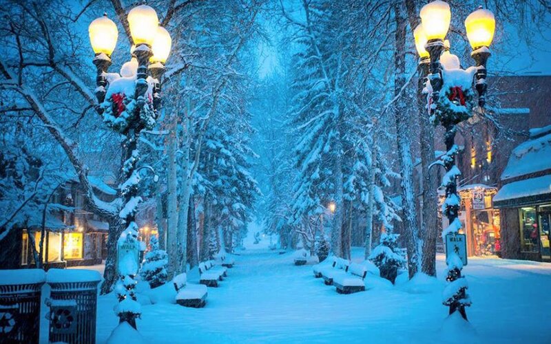 Snow-covered Street — Blue, Serene