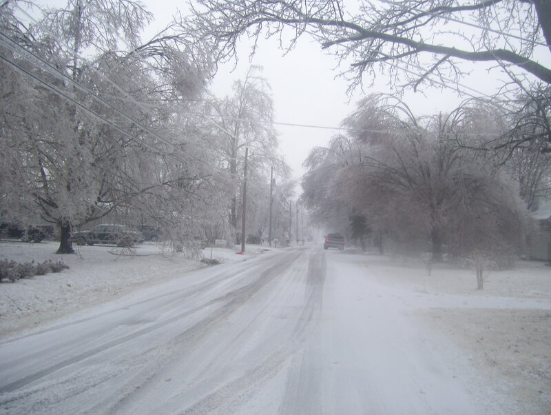 snow-covered street in winter