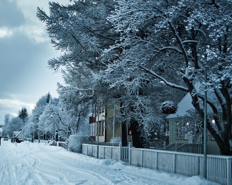 Snow-covered street in winter