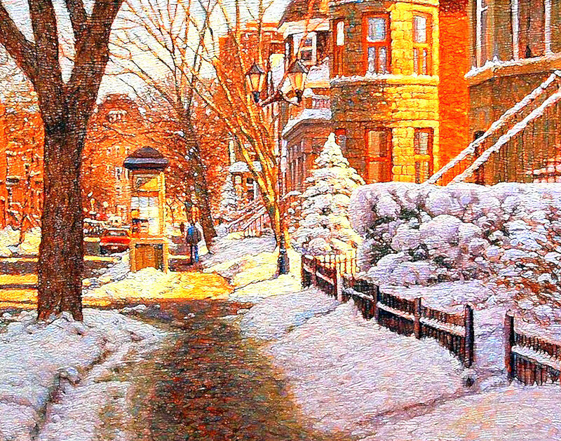 Snow-covered Street Scene — Orange