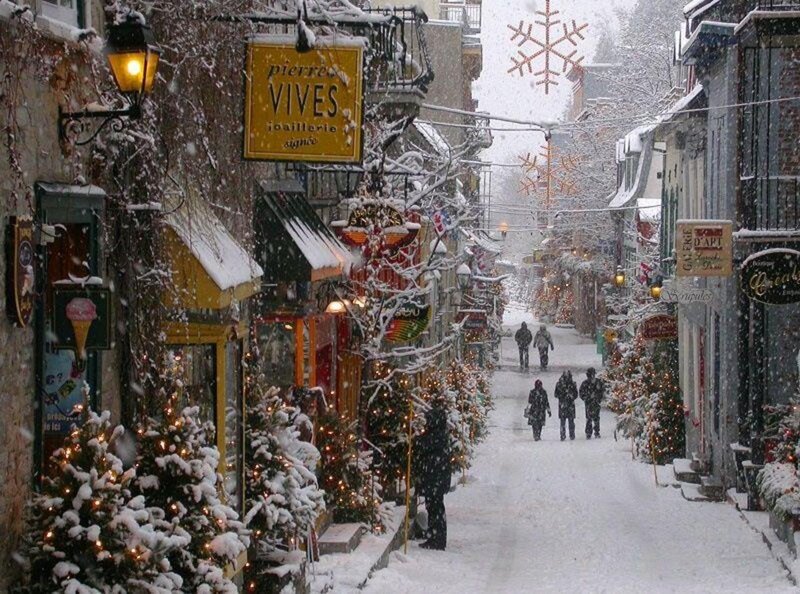 Snow-covered Street — White, Festive