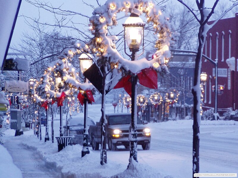 Snow-covered Street — White, Festive, Winter