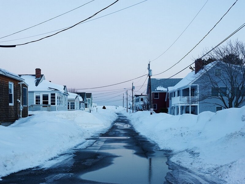 Snow-covered Street — White, Quiet, Winter, Photograph, Houses