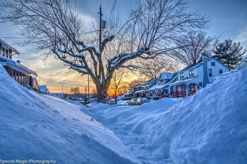 Snow-covered Street — White, Serene, Winter, Photograph