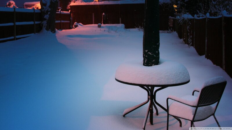 Snow-covered Table and Chair — Blue