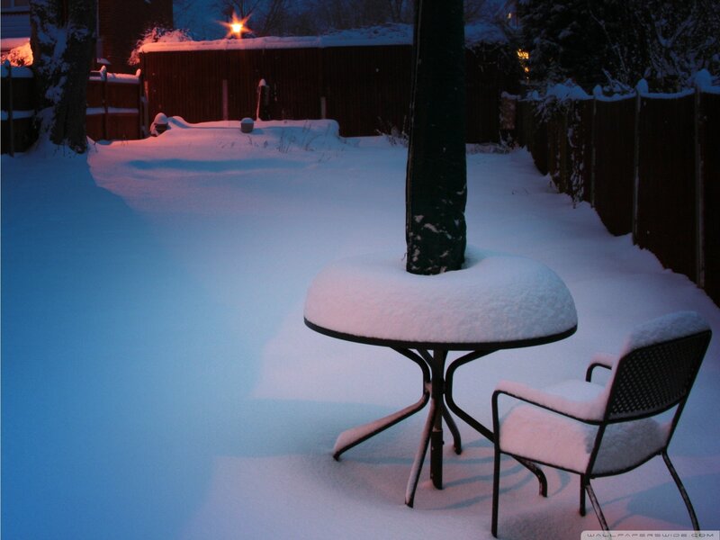 Snow-covered Table and Chair