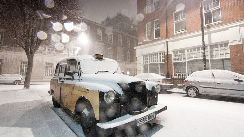 Snow-covered Taxi Cab