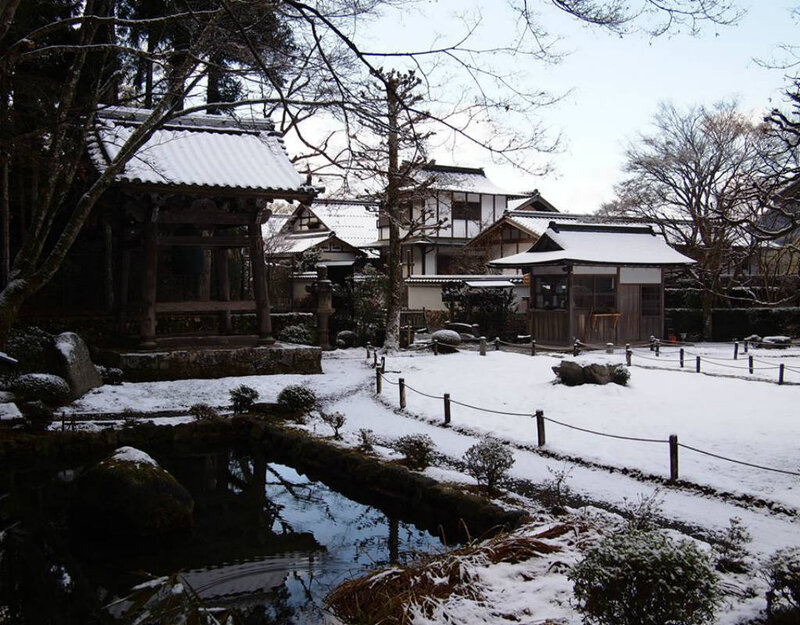 Snow-covered Temple Garden — White