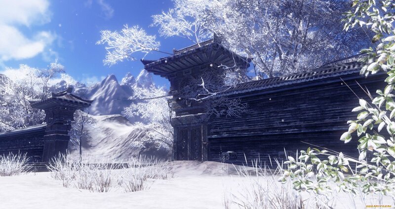 Snow-covered Temple Gate
