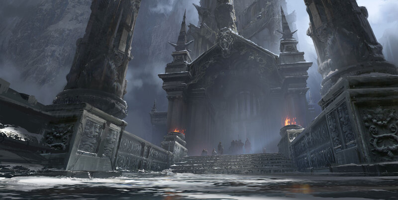 Snow-covered Temple — Gray