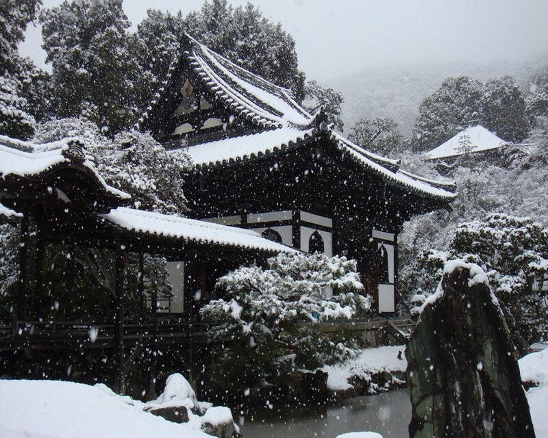 Snow-covered Temple — White, Serene