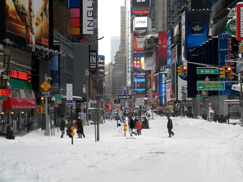 Snow-covered Times Square