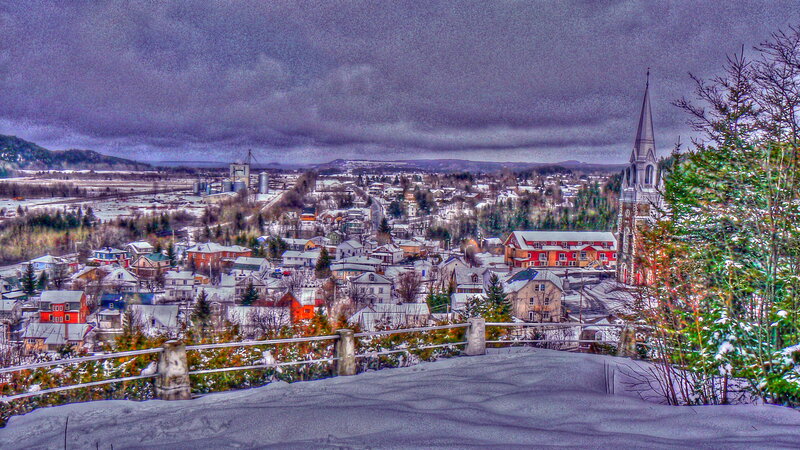 Snow-covered Town — Gray