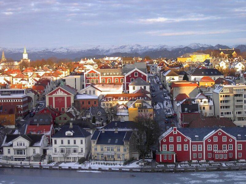 Snow-covered Town — Red