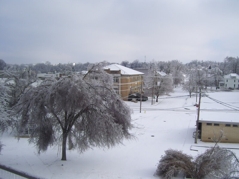 snow-covered town scene