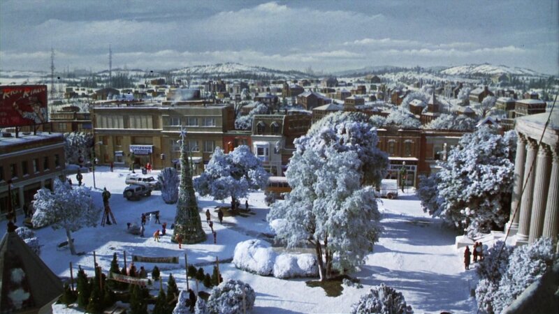 Snow-covered Town Square — White, Festive, Winter