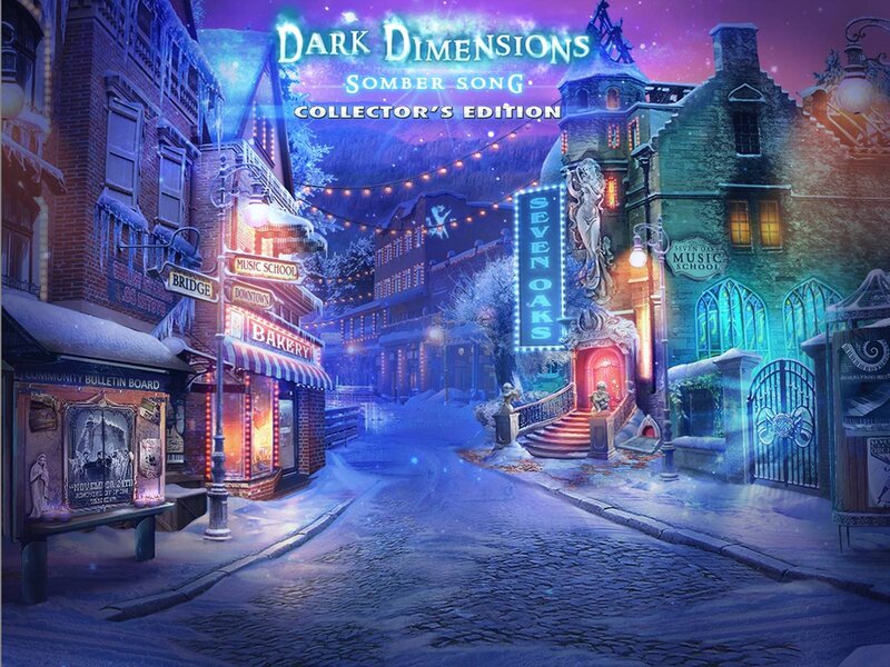 Snow-covered Town Street — Blue, Magical