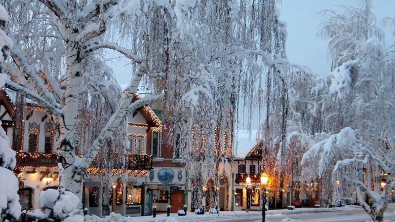 Snow-covered Town Street — White